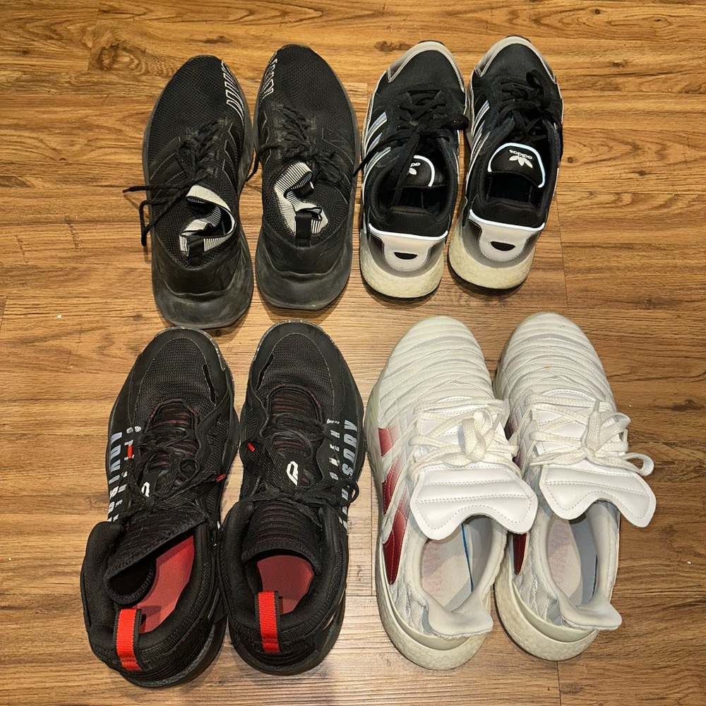 Men’s Adidas athletic shoes bundle 4 pairs. Size 13